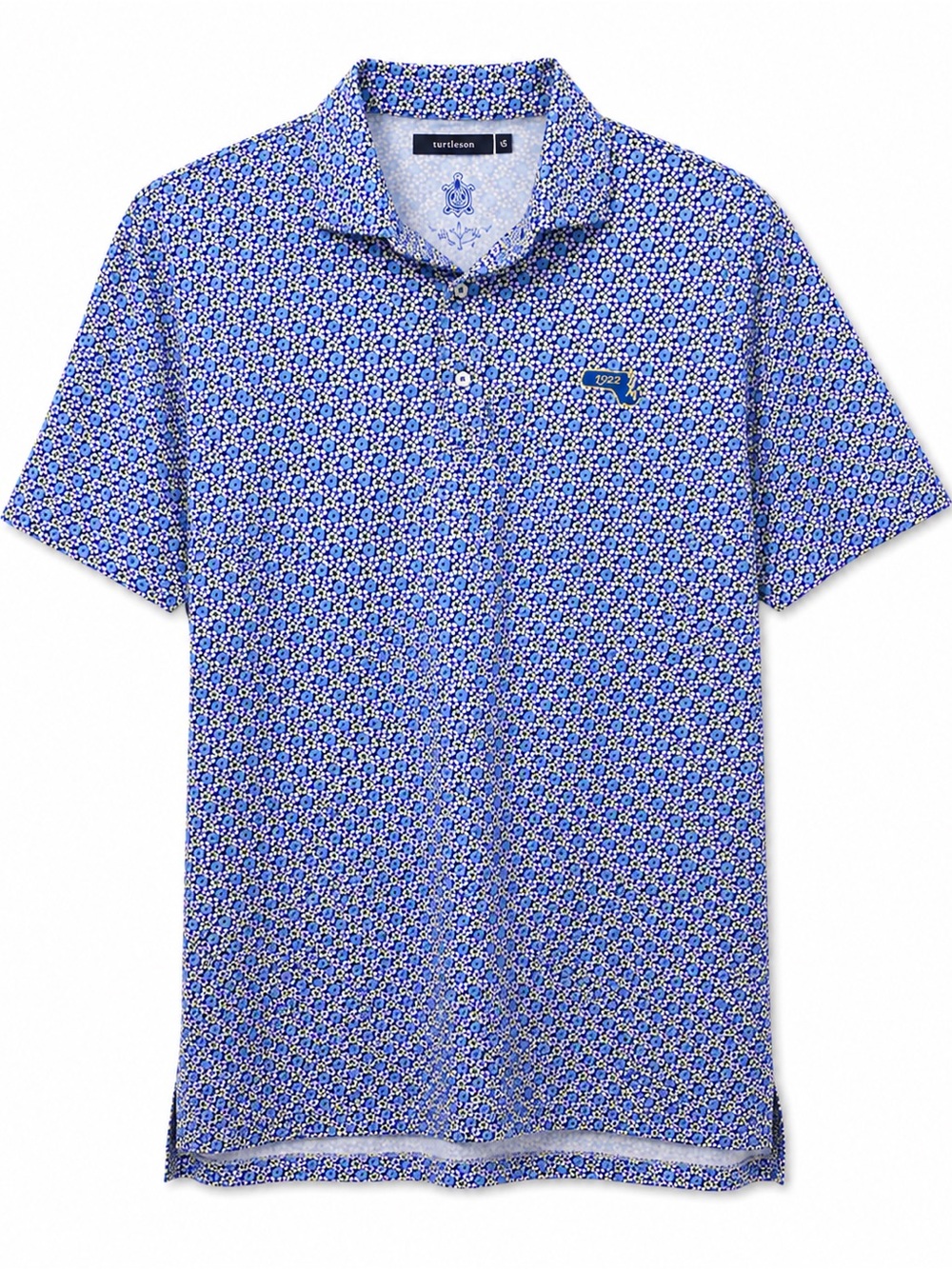 Turtleson Floral Golf Polo Shirt 1922 Massachusetts Club Logo Blue Men's 2XL